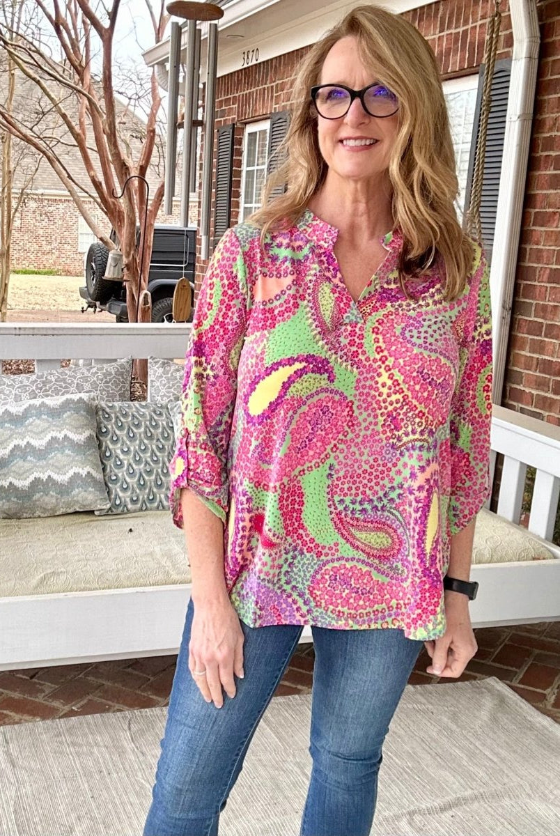 Lizzy Paisley Print Top | Dear Scarlett - Casual Top -Jimberly's Boutique-Olive Branch-Mississippi