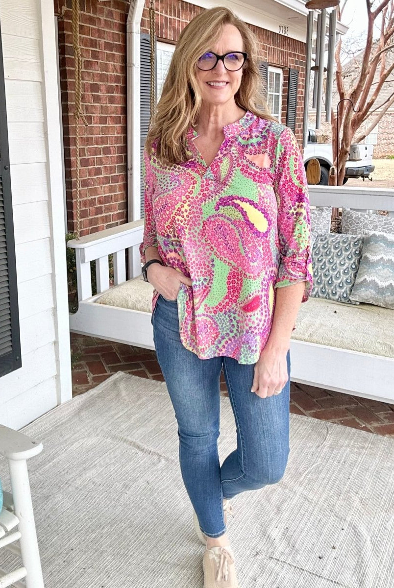 Lizzy Paisley Print Top | Dear Scarlett - Casual Top -Jimberly's Boutique-Olive Branch-Mississippi