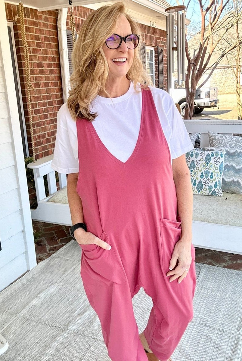 Loose Fit Knit Jumpsuit - Brick - -Jimberly's Boutique-Olive Branch-Mississippi