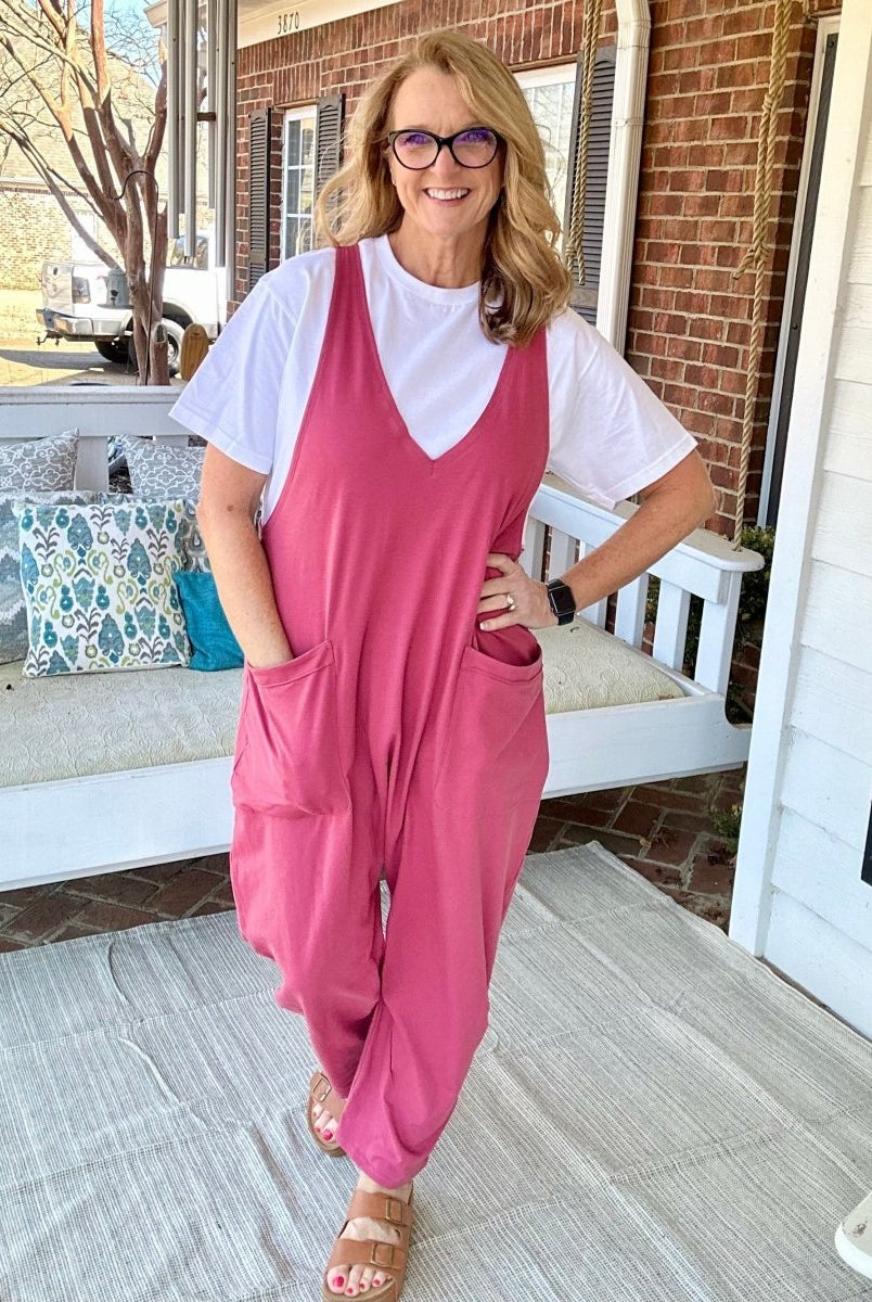 Loose Fit Knit Jumpsuit - Brick - -Jimberly's Boutique-Olive Branch-Mississippi