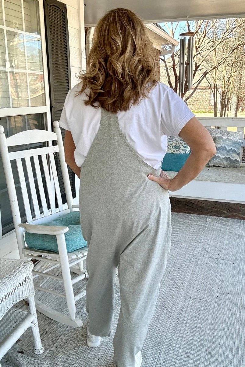 Loose Fit Knit Jumpsuit - Grey - -Jimberly's Boutique-Olive Branch-Mississippi