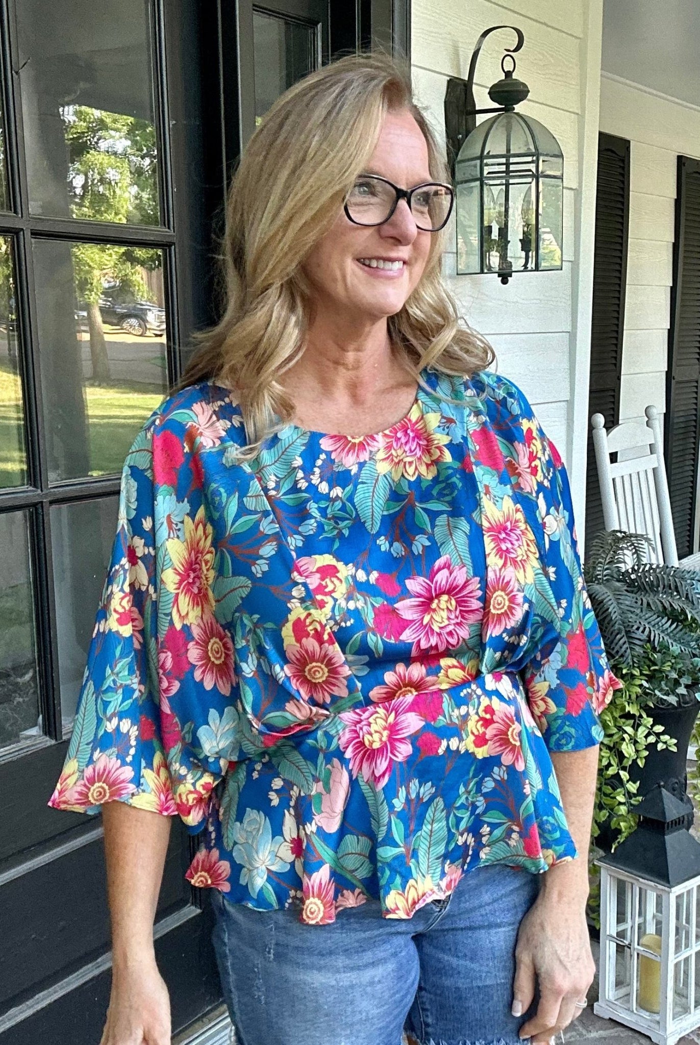 Lovely Floral Top - Cobalt Mix - Casual Top -Jimberly's Boutique-Olive Branch-Mississippi