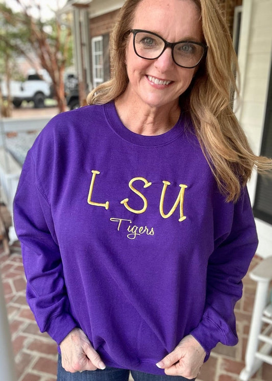 LSU Tigers Embroidered Sweatshirt - Purple w/Gold - sweatshirt - Jimberly's Boutique