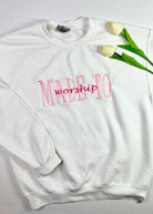 Made to Worship Embroidered Sweatshirt - White - Embroidered Sweatshirt -Jimberly's Boutique-Olive Branch-Mississippi