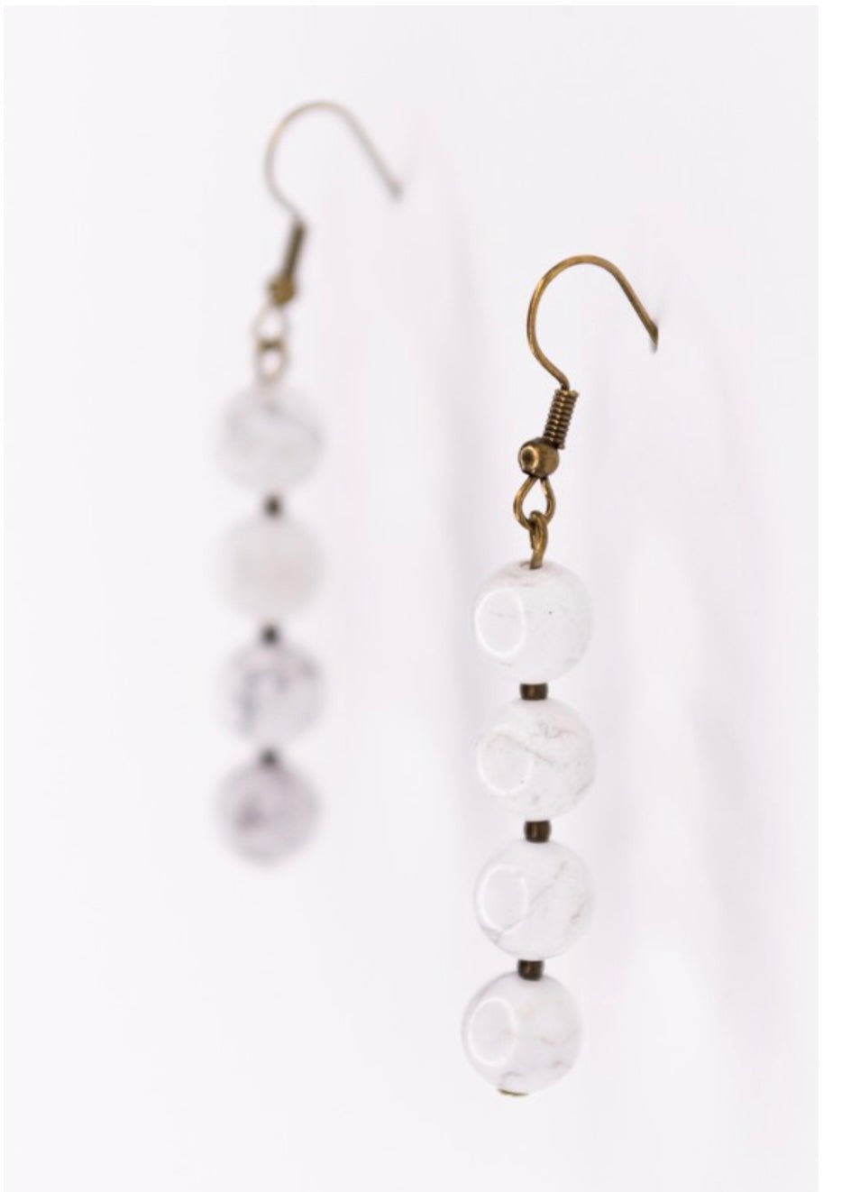 Mari Earrings - Natural Stone Beads - White - Earrings -Jimberly's Boutique-Olive Branch-Mississippi