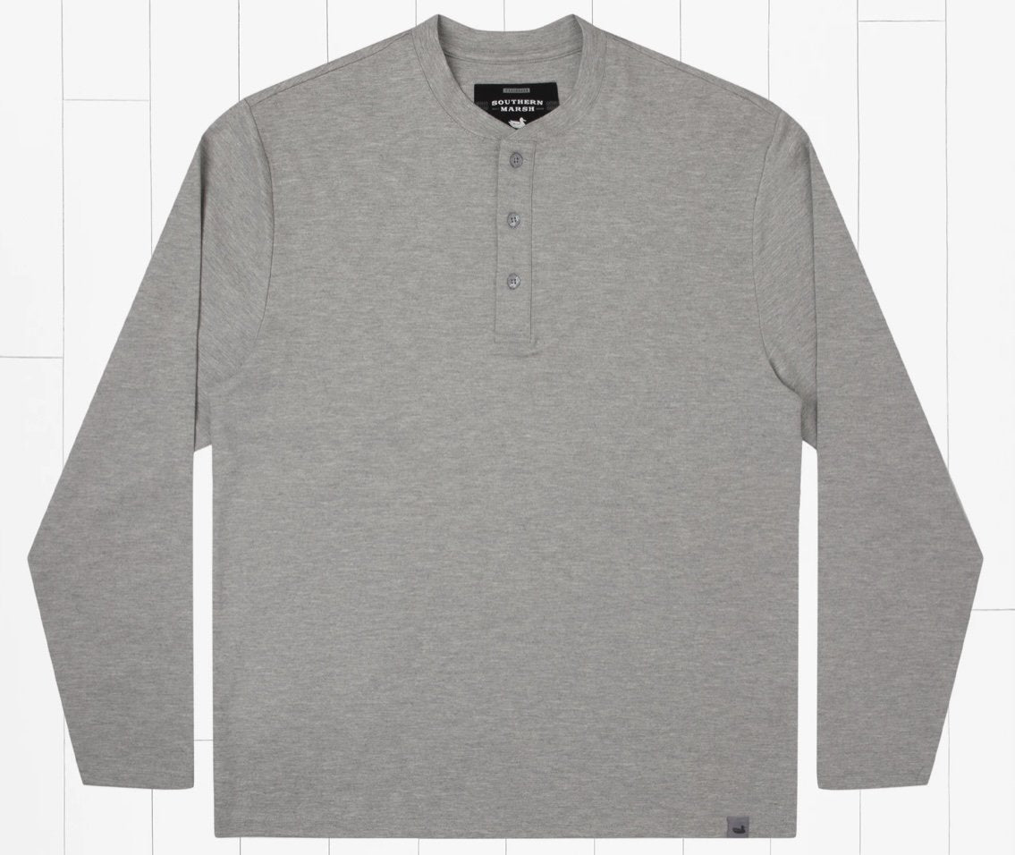 ( Small) MarshLUX Henley Performance Shirt - Light Grey - Graphic Tee -Jimberly's Boutique-Olive Branch-Mississippi