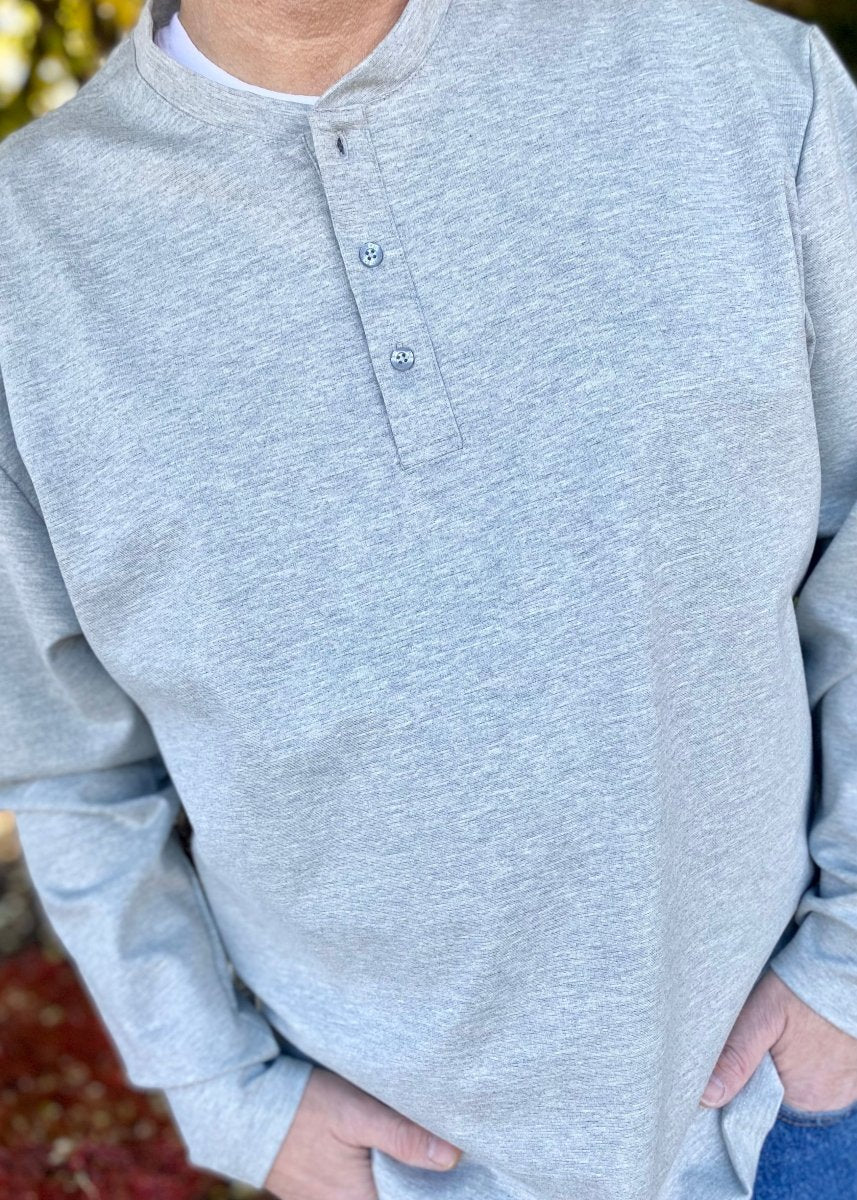 ( Small) MarshLUX Henley Performance Shirt - Light Grey - Graphic Tee -Jimberly's Boutique-Olive Branch-Mississippi