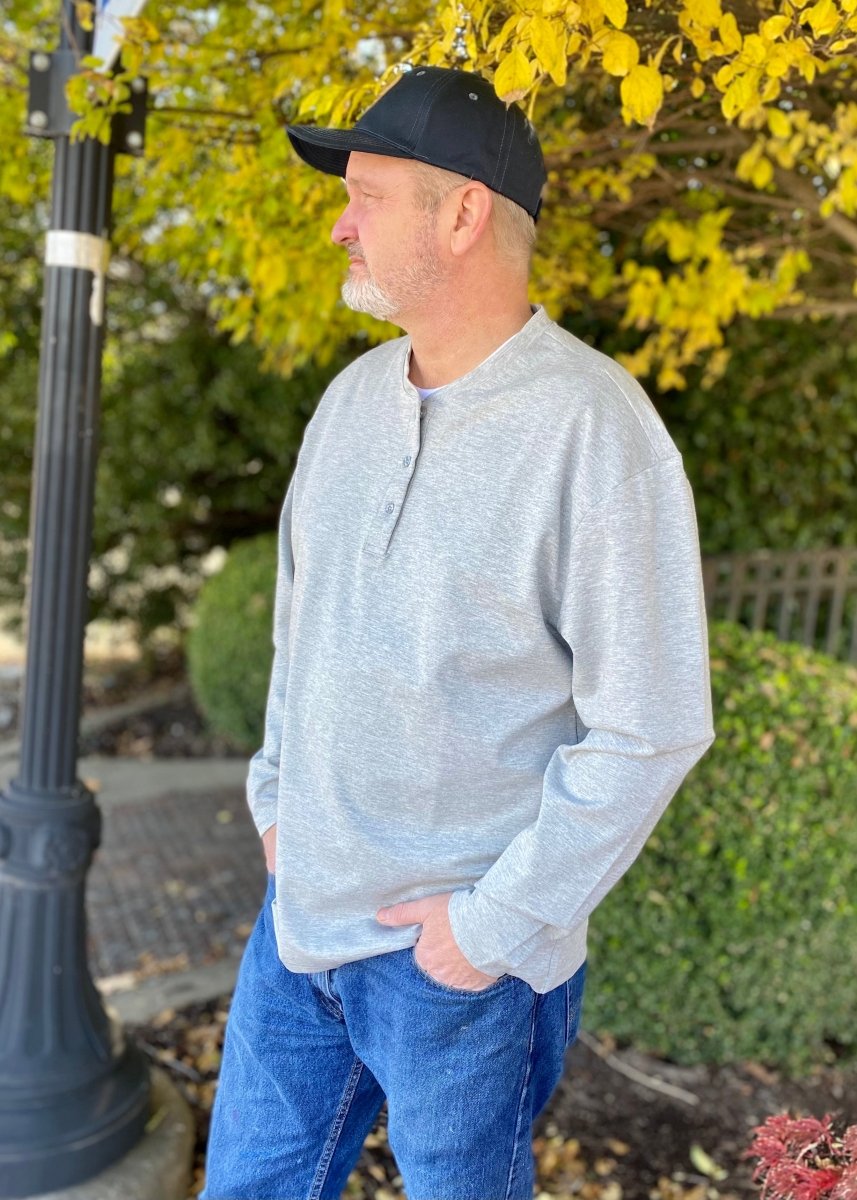 ( Small) MarshLUX Henley Performance Shirt - Light Grey - Graphic Tee -Jimberly's Boutique-Olive Branch-Mississippi