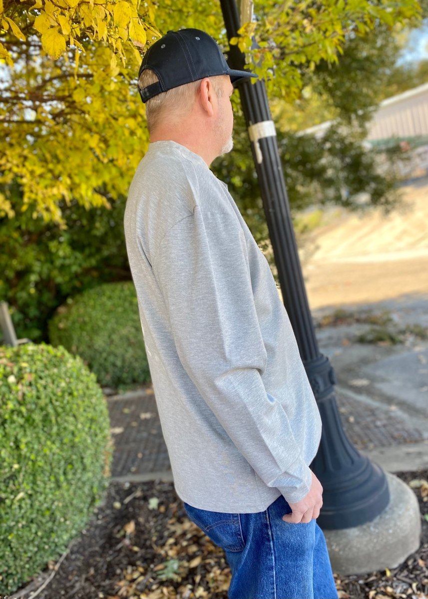 ( Small) MarshLUX Henley Performance Shirt - Light Grey - Graphic Tee -Jimberly's Boutique-Olive Branch-Mississippi