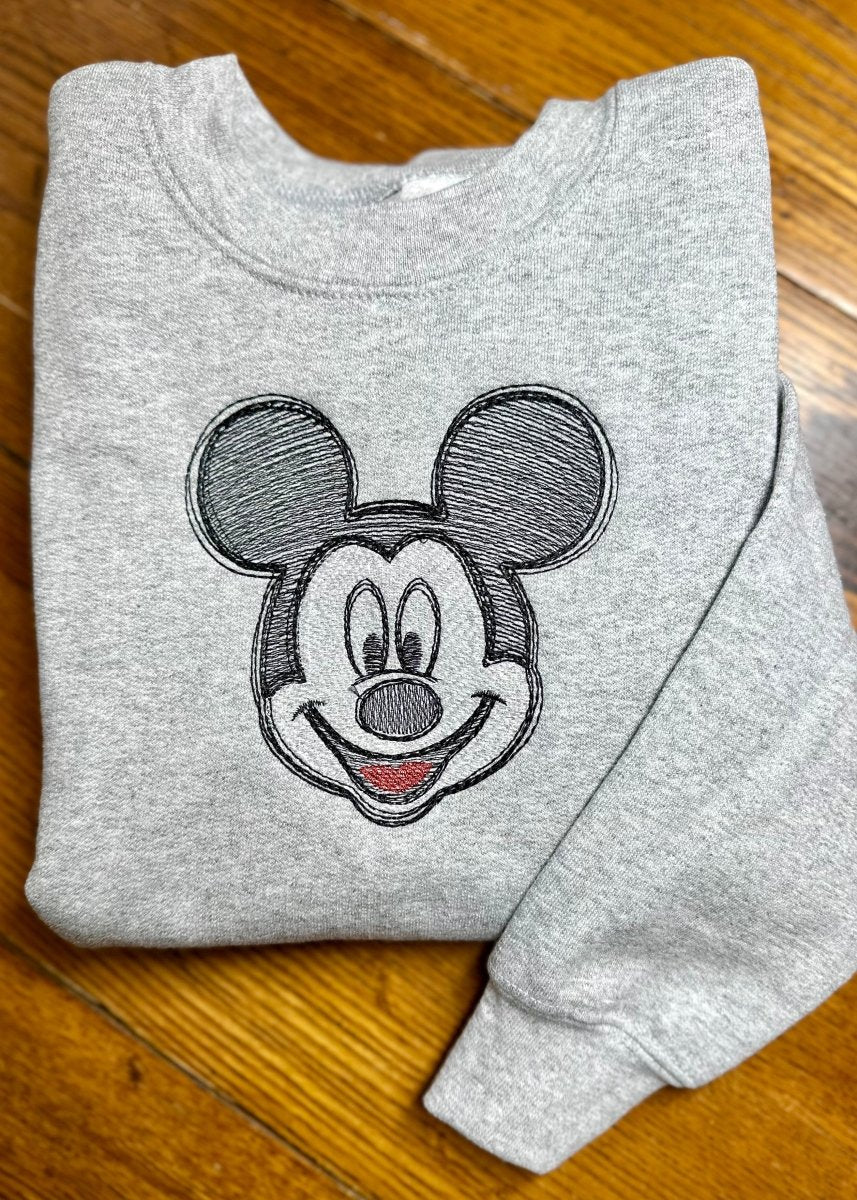 Mickey | Youth | Embroidered Sweatshirt | Grey - Mickey Sweatshirt -Jimberly's Boutique-Olive Branch-Mississippi