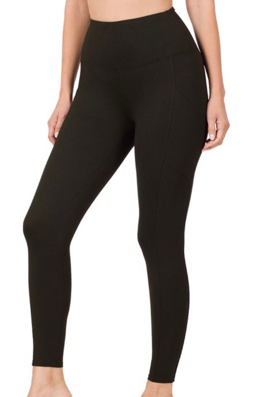 Microfiber Full Length Leggings With Pockets - Black - -Jimberly's Boutique-Olive Branch-Mississippi