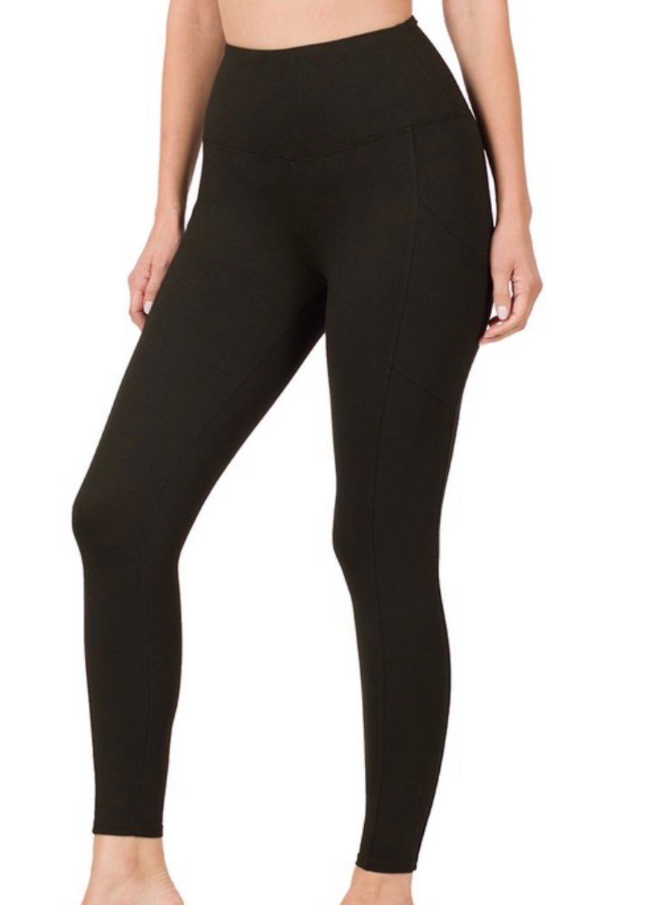 Microfiber Full Length Leggings With Pockets - Black - Jimberly's Boutique
