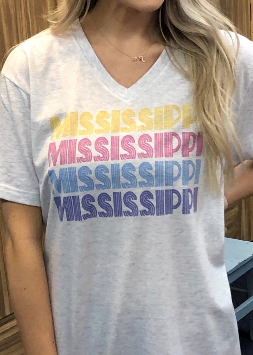 Mississippi Retro V Neck Graphic Tee - Jimberly's Boutique