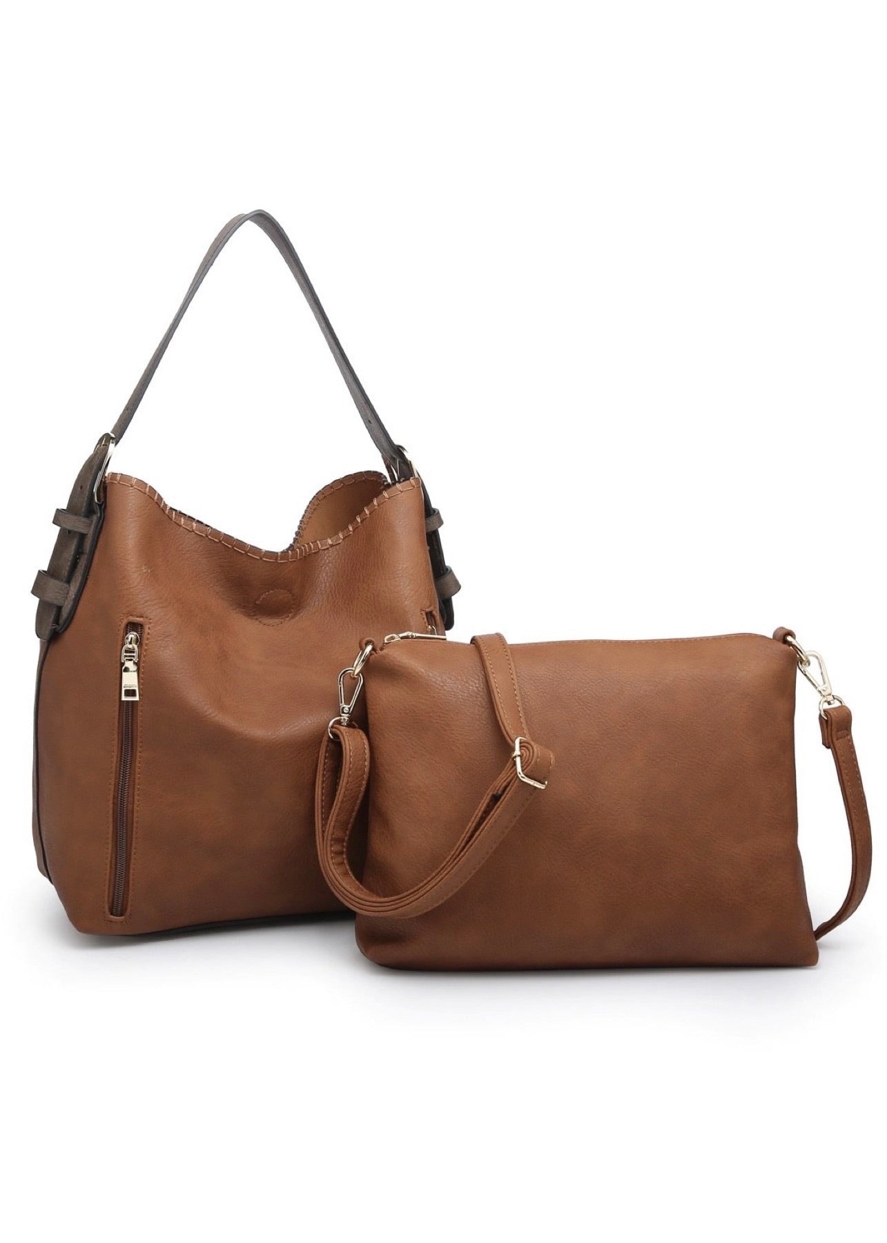 Monogrammed Alexa 2-in-1 Hobo Bag - Brown - Jimberly's Boutique