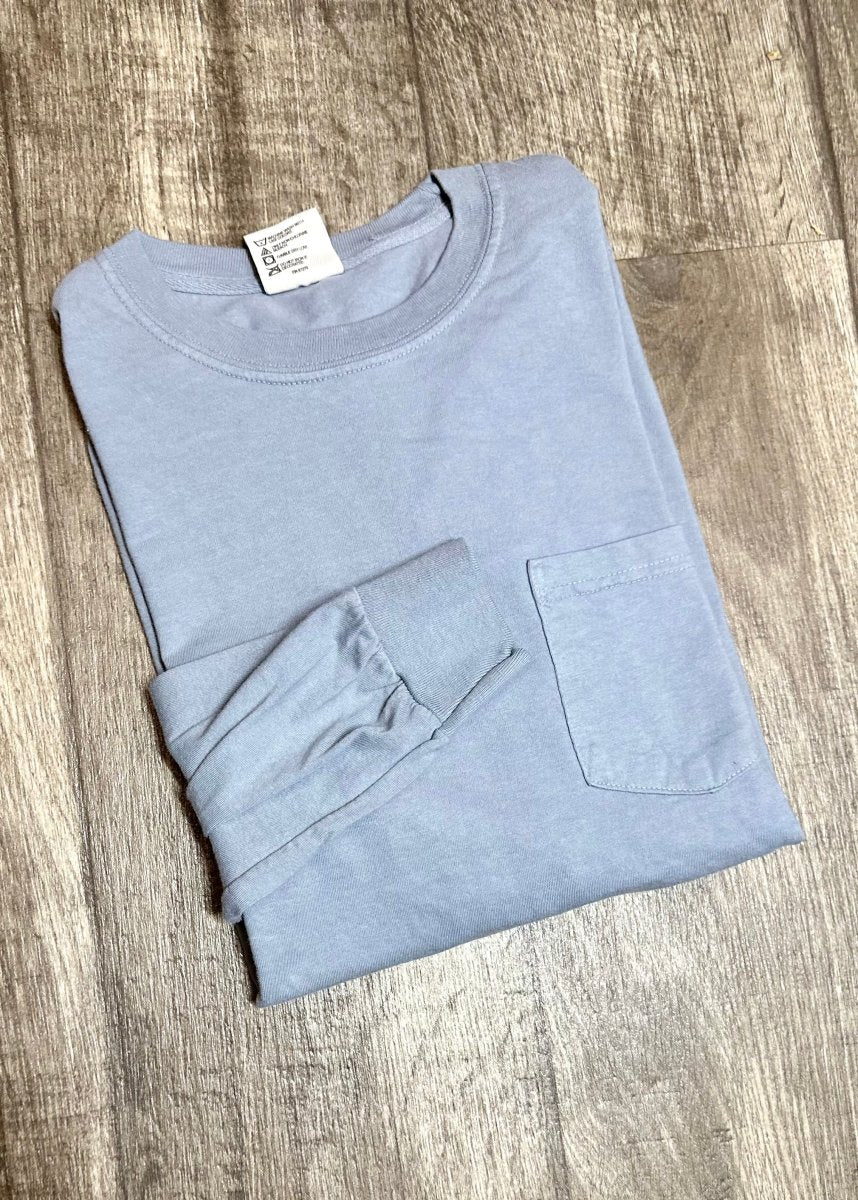 Monogrammed Comfort Colors Long Sleeve w/Pocket - Jimberly's Boutique