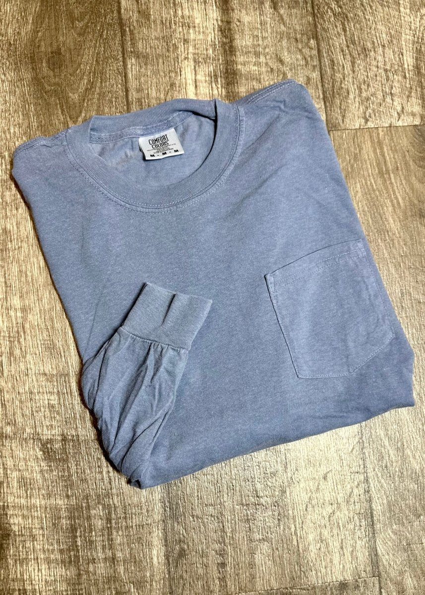Monogrammed Comfort Colors Long Sleeve w/Pocket - Jimberly's Boutique
