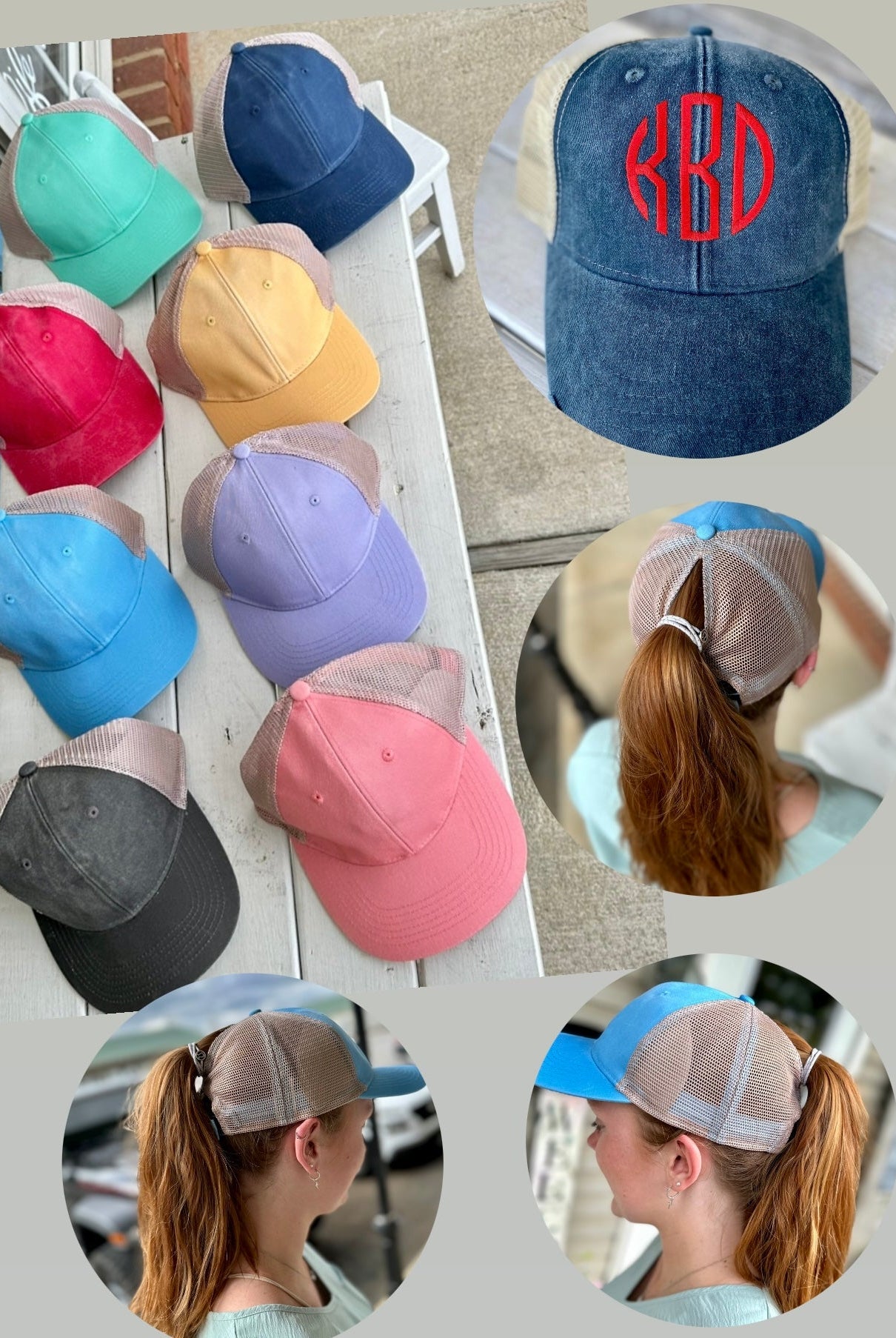 Monogrammed Ponytail Ball Caps - -Jimberly's Boutique-Olive Branch-Mississippi