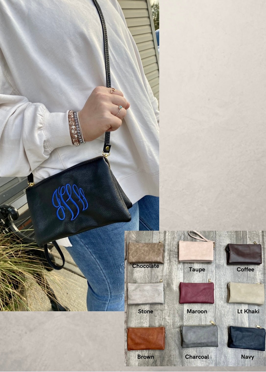 Monogrammed Riley Crossbody/Wristlet Purse - Jimberly's Boutique