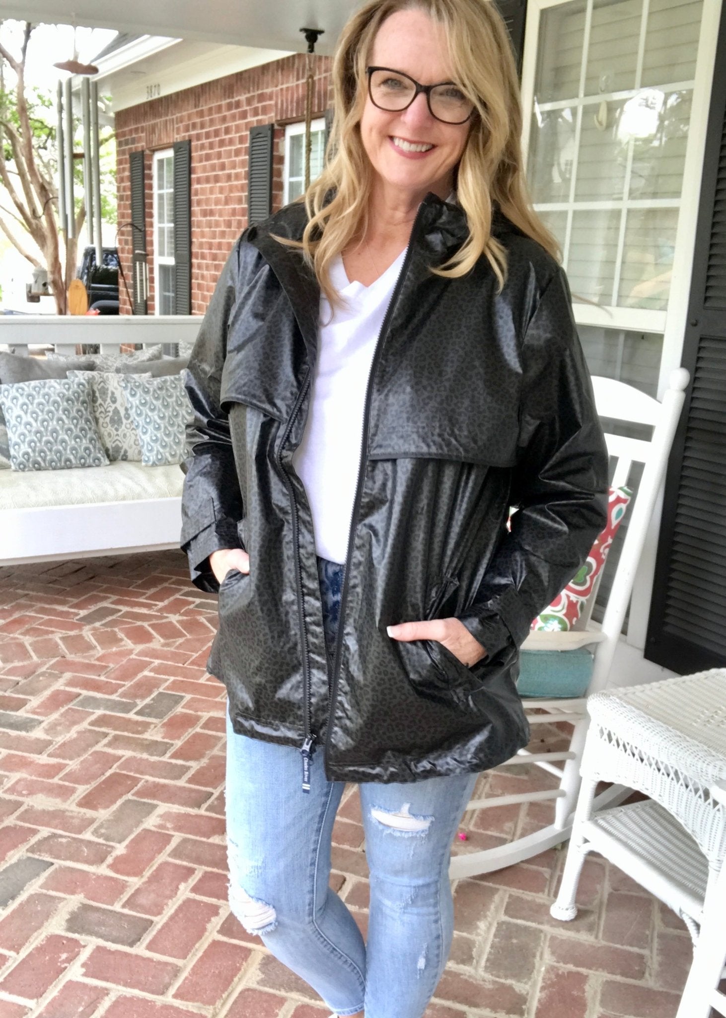 New Englander Rain Jacket - Black Leopard - Jimberly's Boutique
