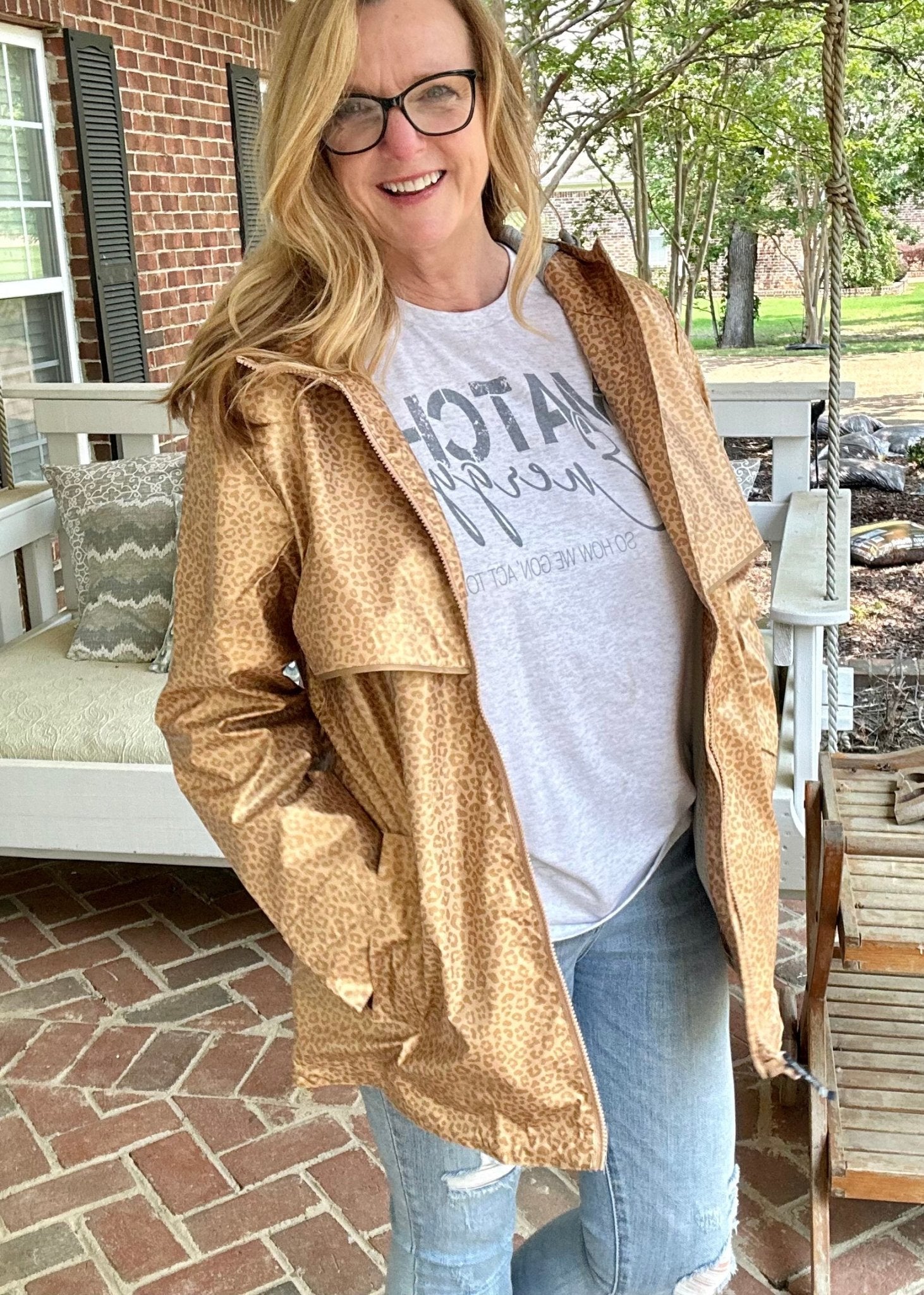 Charles River | New Englander Rain Jacket | Gold Leopard | Olive Branch | MS - Rain Jacket -Jimberly's Boutique-Olive Branch-Mississippi