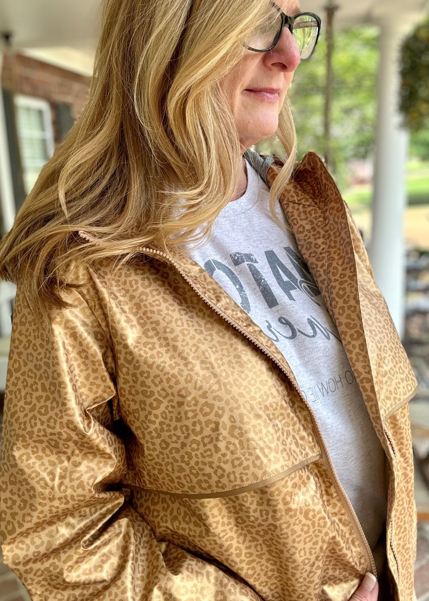 Charles River | New Englander Rain Jacket | Gold Leopard | Olive Branch | MS - Rain Jacket -Jimberly's Boutique-Olive Branch-Mississippi