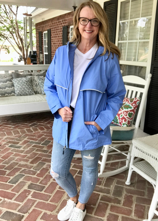 New Englander Rain Jacket--Periwinkle - Jimberly's Boutique