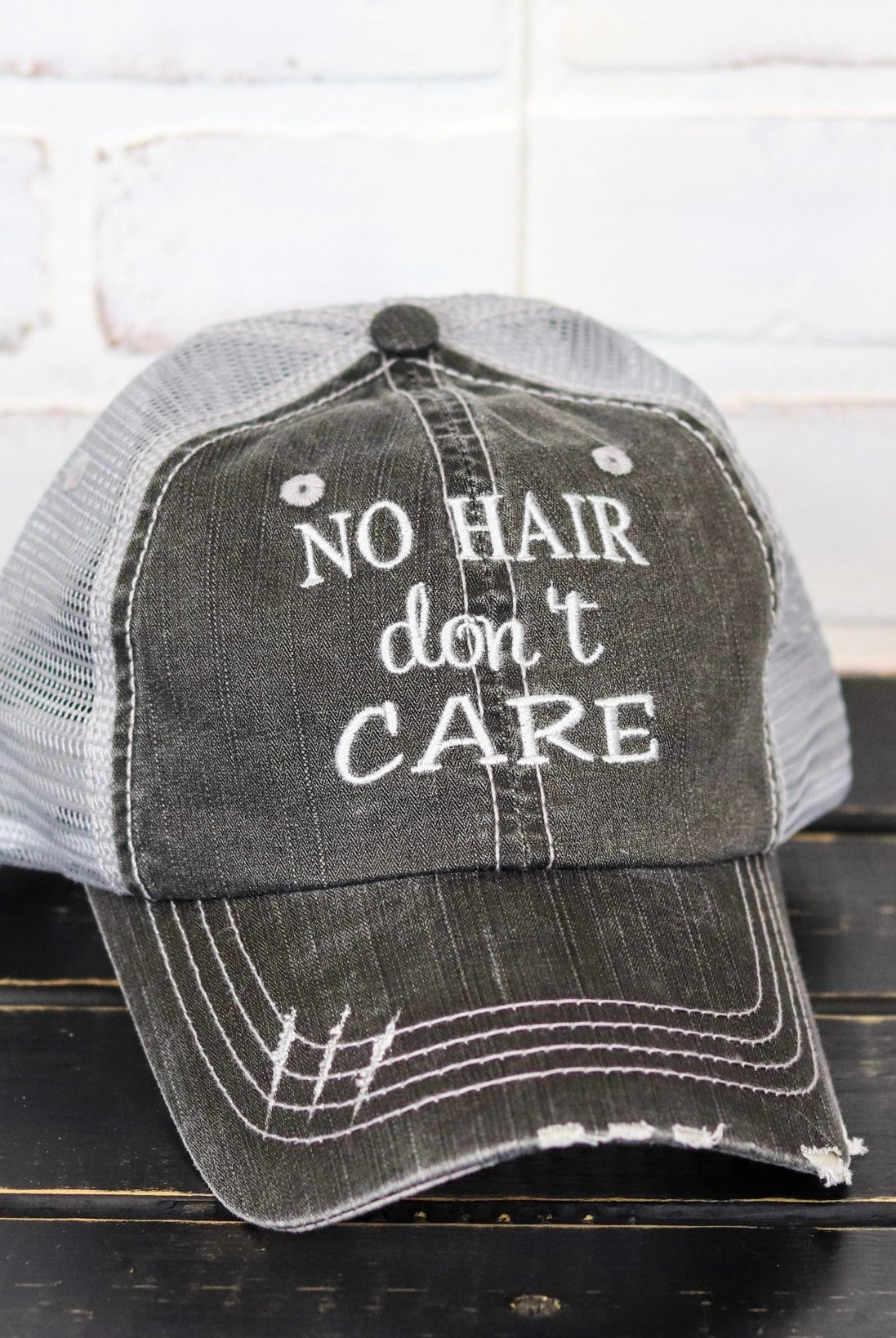No Hair Don't Care Trucker Ball Cap - Ball Cap -Jimberly's Boutique-Olive Branch-Mississippi