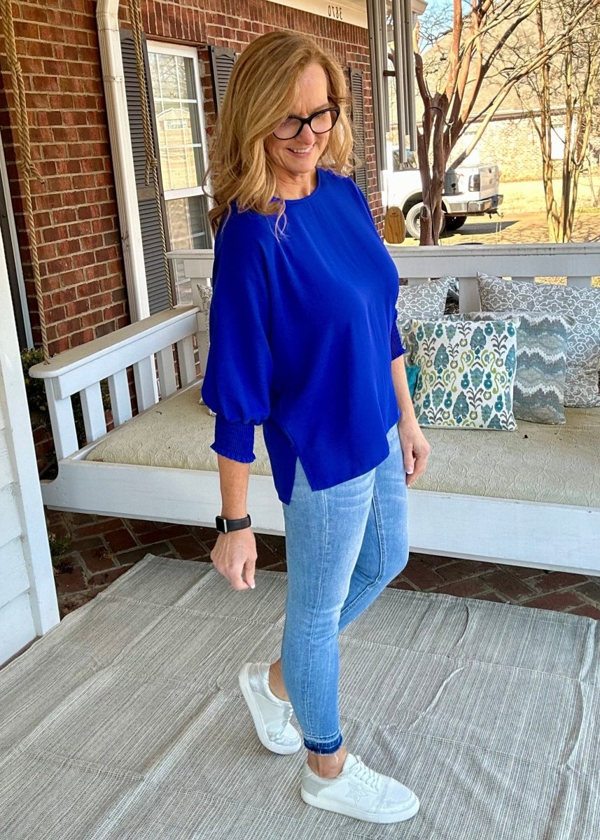 Not So Simple Top - Royal - Shirts & Tops -Jimberly's Boutique-Olive Branch-Mississippi