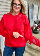 Ole Miss| Embroidered Sweatshirt | Red - Embroidered Sweatshirt -Jimberly's Boutique-Olive Branch-Mississippi
