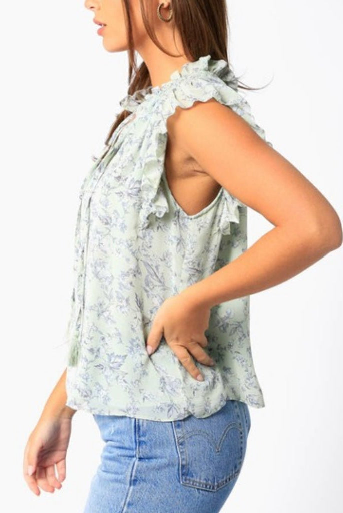 Olivaceous Green Mint Floral Top - -Jimberly's Boutique-Olive Branch-Mississippi