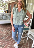 Olivaceous Green Mint Floral Top - -Jimberly's Boutique-Olive Branch-Mississippi