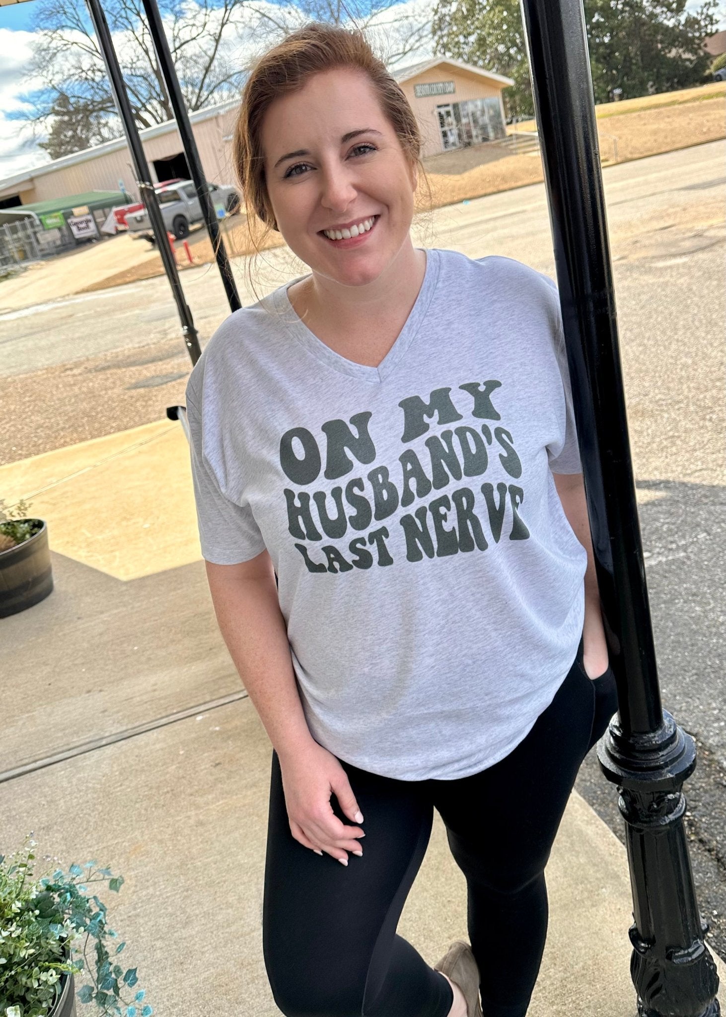 On My Husband’s Last Nerve Graphic Tee - Graphic Tee -Jimberly's Boutique-Olive Branch-Mississippi