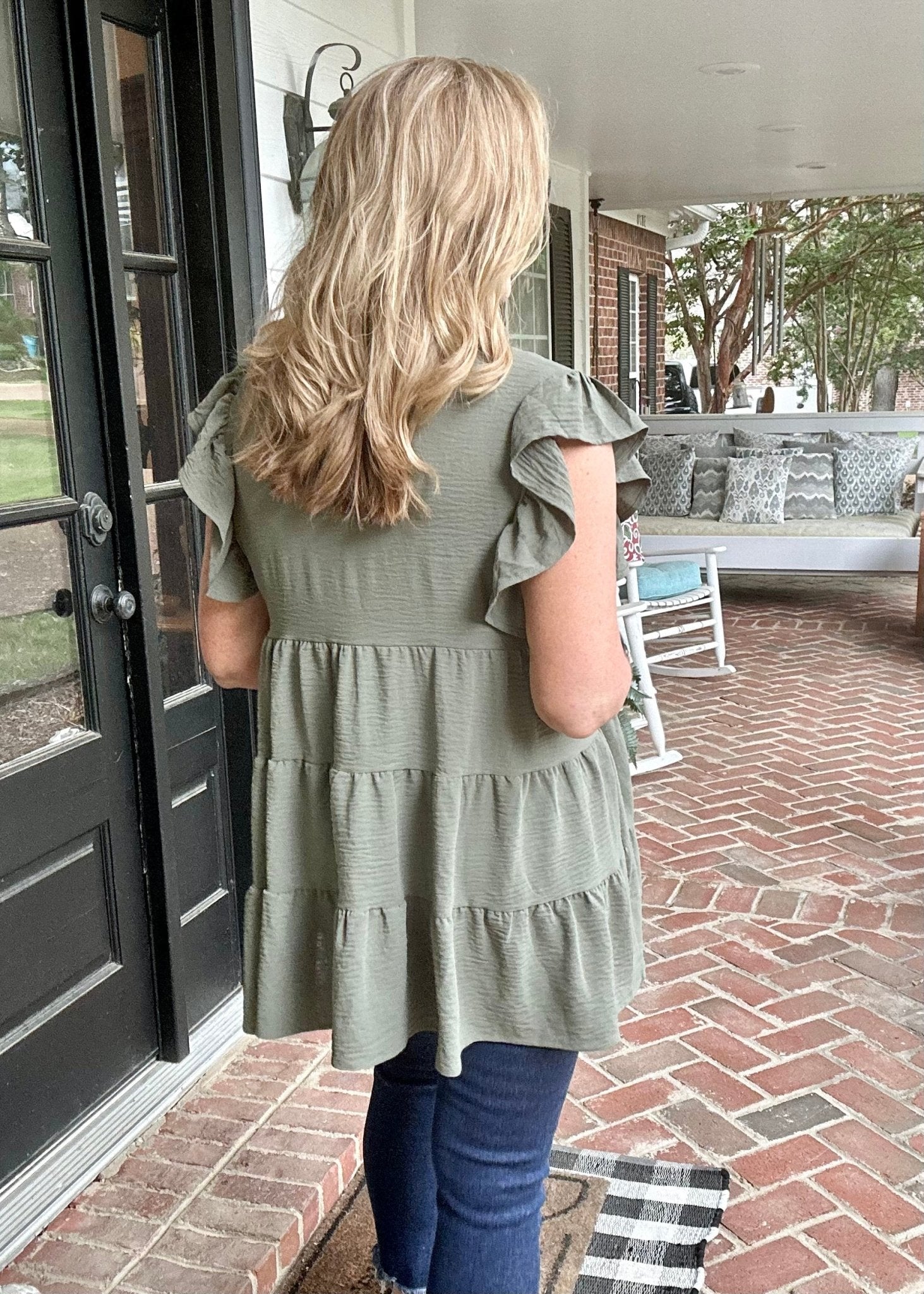 Only The Best Ruffle Sleeve Top - Lt Olive - Jimberly's Boutique