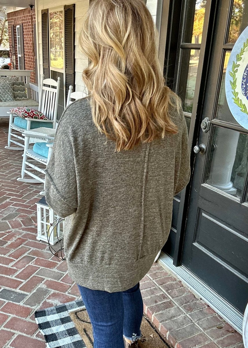 Only The Best V Neck Sweater - Dark Olive - Jimberly's Boutique
