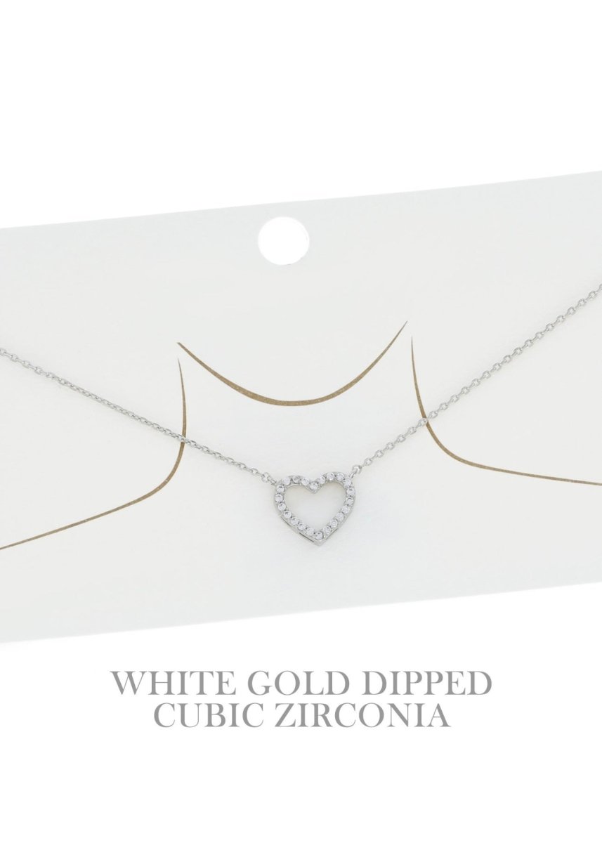Open Heart CZ Gold Dipped Pendant Necklace - necklace -Jimberly's Boutique-Olive Branch-Mississippi