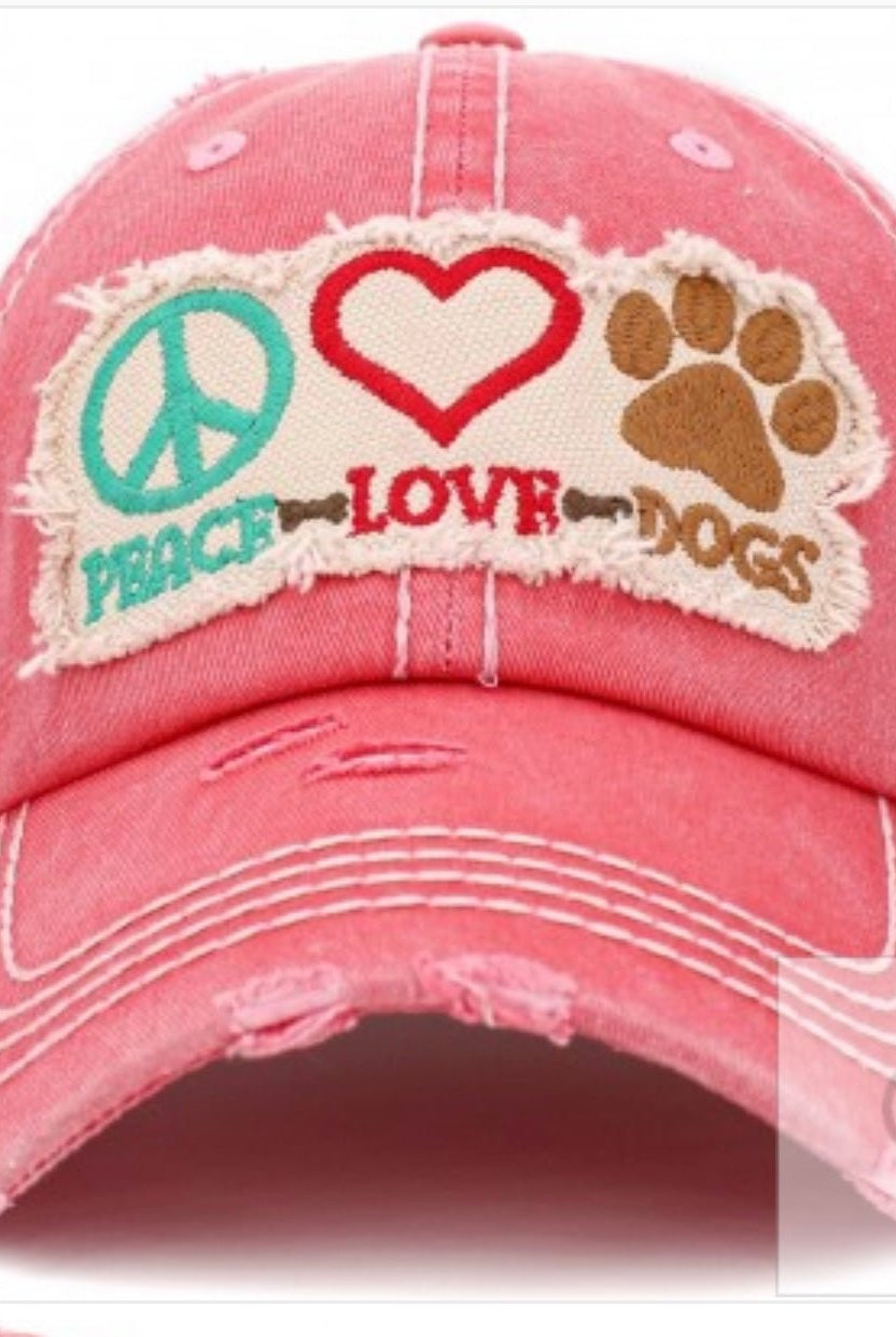 Peace Love Dogs Distressed Cap - Ball Cap -Jimberly's Boutique-Olive Branch-Mississippi
