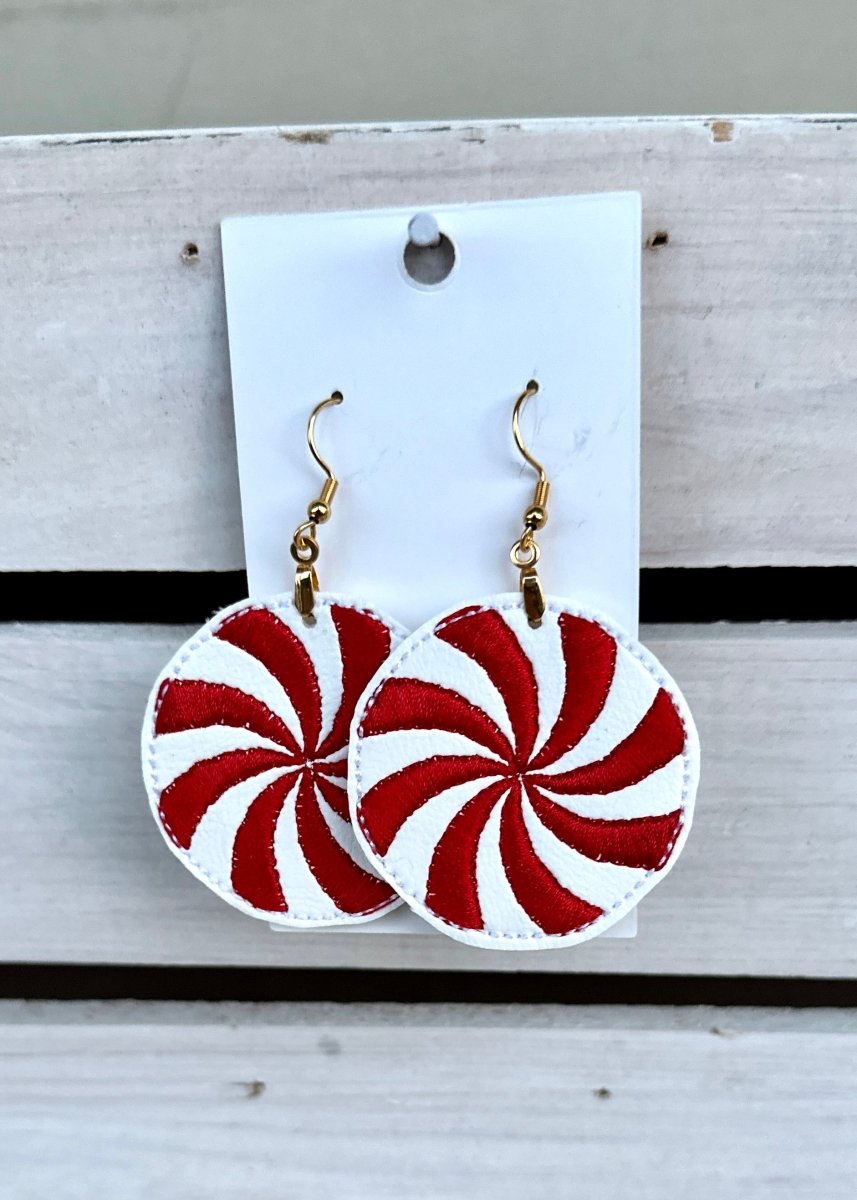 Peppermint Embroidered Dangle Earrings - earrings - Jimberly's Boutique