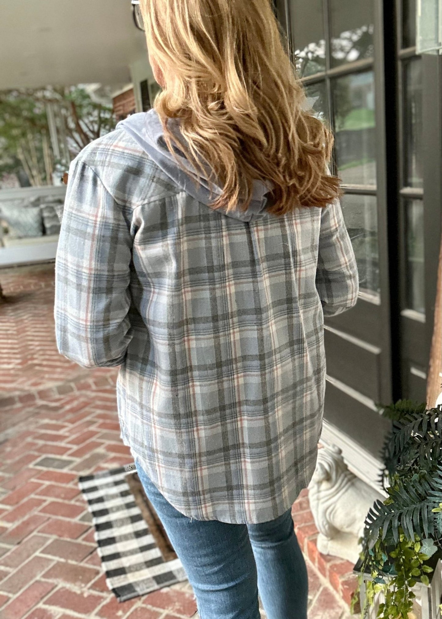 Plaid Lightweight Shacket Top - Dusty Blue - Jimberly's Boutique