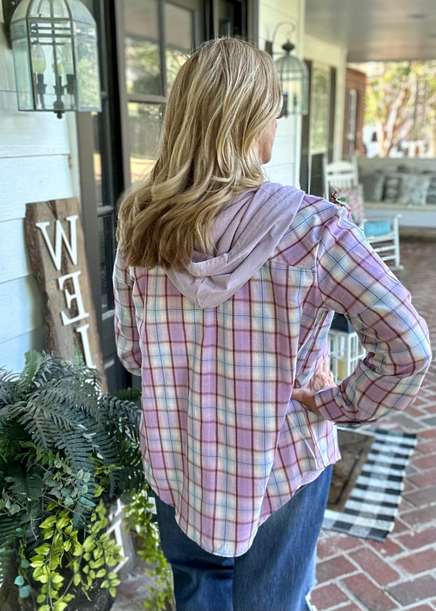 Plaid Lightweight Shacket Top - Lavender/Pink - Plaid Shacket - Jimberly's Boutique