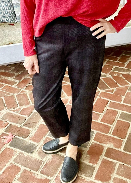 Plaid Pull-On Stretch Dress Pants - Dark Grey - Pants - Jimberly's Boutique