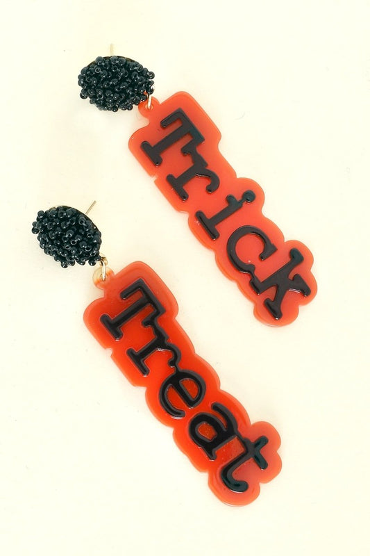 Pom Pom Trick or Treat Acetate Halloween Earrings - earrings - Jimberly's Boutique