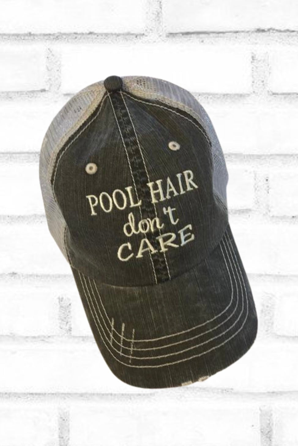 Pool Hair Don't Care Trucker Ball Cap - Ball Cap -Jimberly's Boutique-Olive Branch-Mississippi