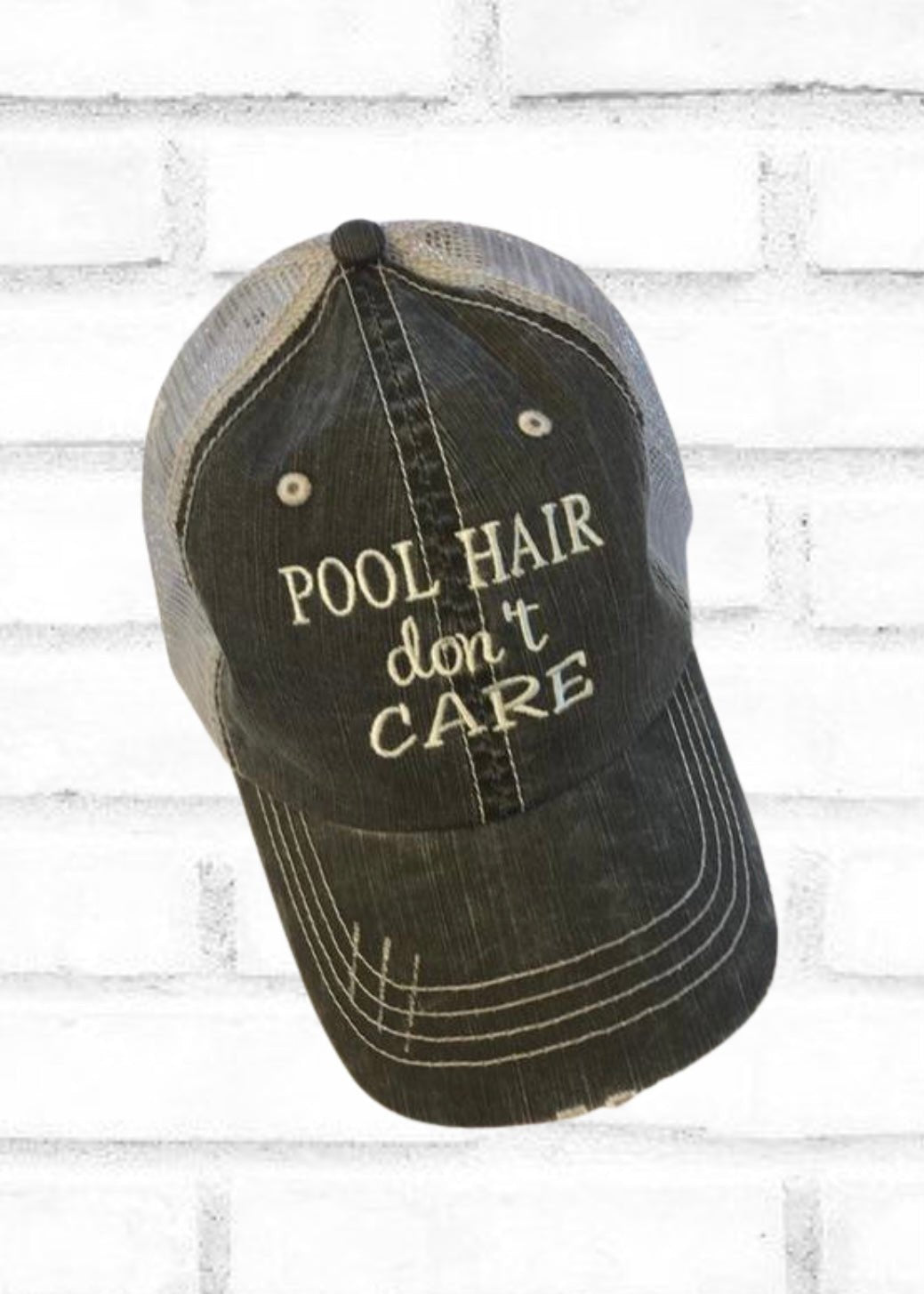 Pool Hair Don't Care Trucker Ball Cap - Jimberly's Boutique