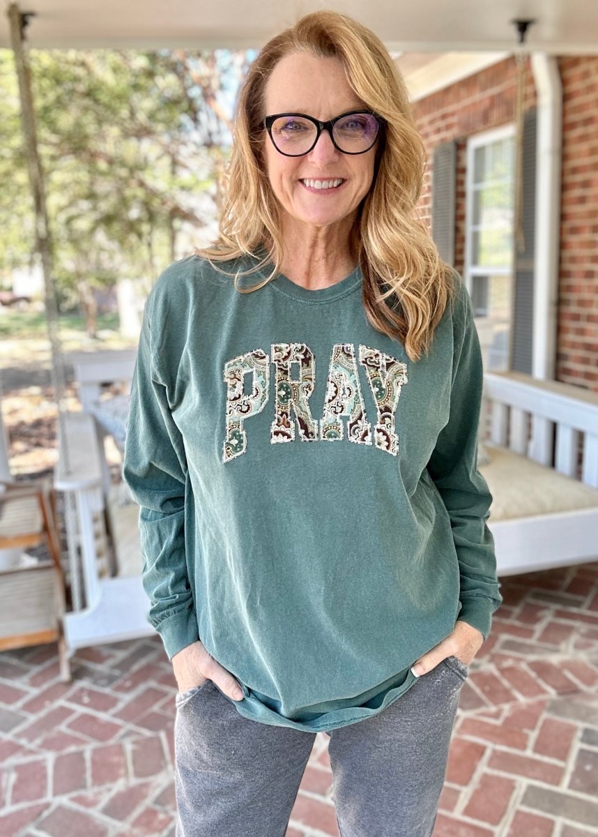 Pray Applique | Long Sleeve | Comfort Colors - Applique Comfort Colors LS - Jimberly's Boutique