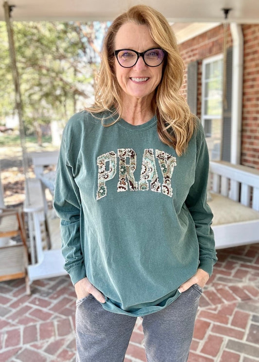 Pray Applique | Long Sleeve | Comfort Colors - Applique Comfort Colors LS - Jimberly's Boutique