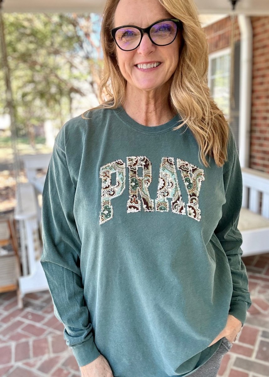 Pray Applique | Long Sleeve | Comfort Colors - Applique Comfort Colors LS - Jimberly's Boutique