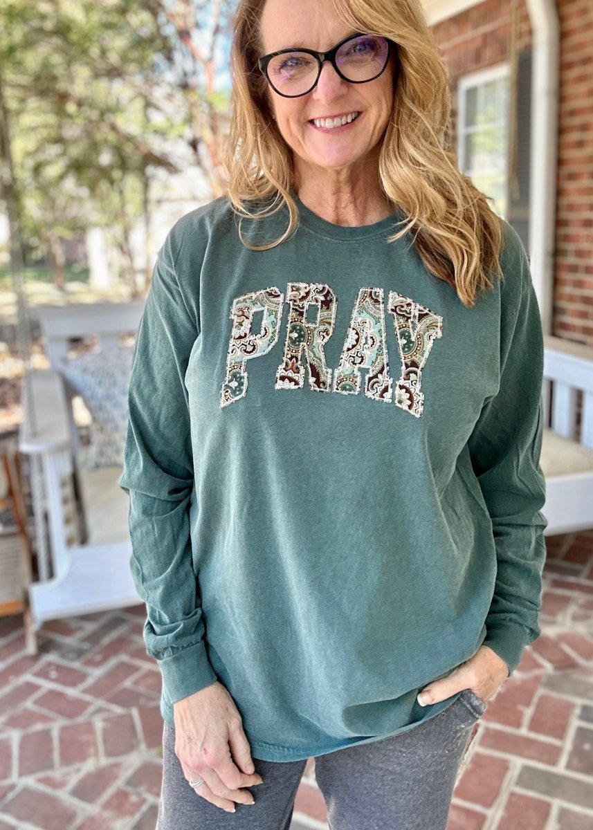 Pray Applique | Long Sleeve | Comfort Colors - Applique Comfort Colors LS - Jimberly's Boutique