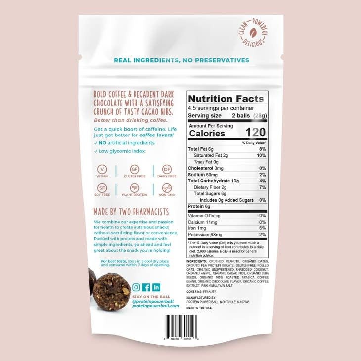 Protein Power Balls - Motivated - Mocha Java Crunch 4.5 oz - Protein Power Balls - Jimberly's Boutique