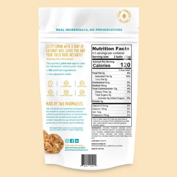 Protein Power Balls - Refreshed - Lemon Coconut Protein Balls 4.5 oz - Protein Power Balls - Jimberly's Boutique