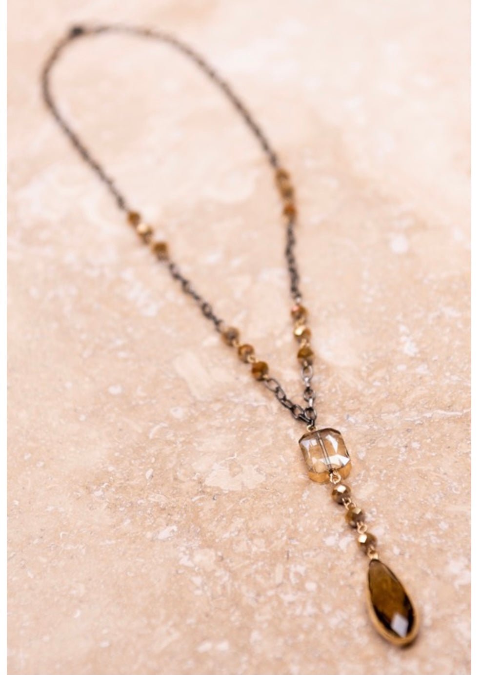 Reagan Necklace Teardrop Crystal Charm - Necklace -Jimberly's Boutique-Olive Branch-Mississippi